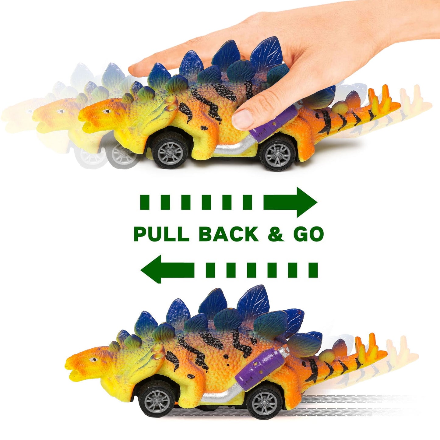Dinosaur Toys,Dinosaur Pull Back Car 6 PCS for Toddlers 2-6 Years Old, Kids Boys Girls,Birthday Gifts.