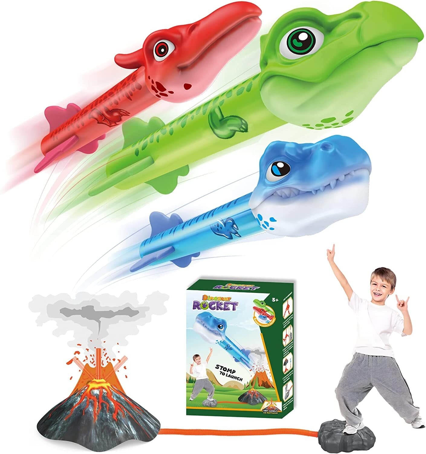 Dinosaur Rocket Launcher Dino Blaster For Kids Birthday Gifts Family Fun Toys, For Boys & Girls Age 3 4 5 6 7 8 Years Old