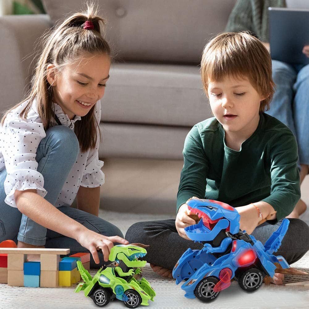 Transforming Dinosaur Car Toys,2 in 1 Automatic Dinosaur Transform Car Toy,Dinosaur Transformer Toy for Kids 3 Year Old and Up