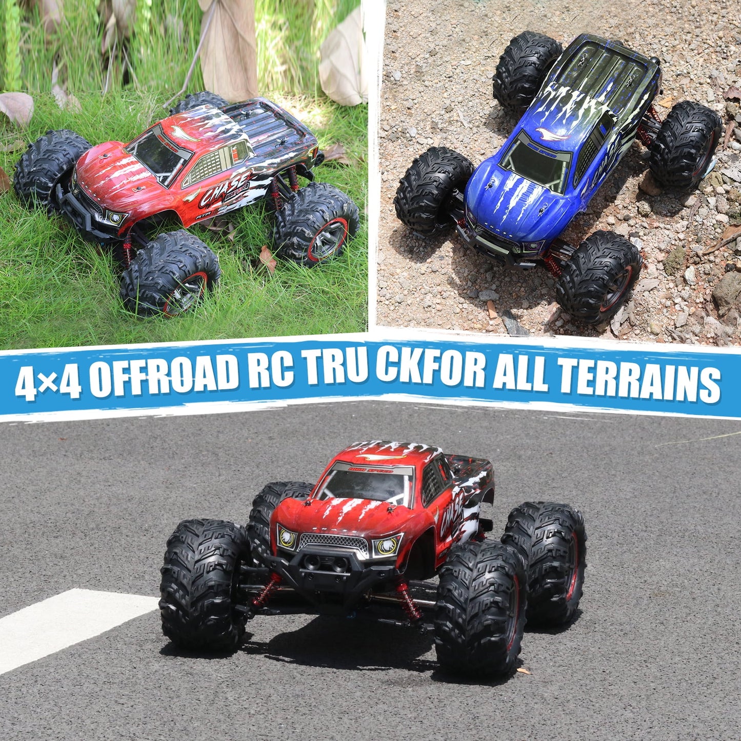 Remote Control Car High Speed RC Cars, 1:10 Scale 46KM/H 4WD Off Road Monster Trucks,Gift for Boys Adults