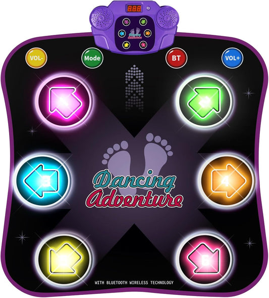 Hot Bee Luminous Dance Mat for Children from 3-10 Years, Girls, Toys from 3-12 Years, Girls, Gifts 3-12 Years, Music Mat with 6 Luminous Arrows, Bluetooth, 5 Modes