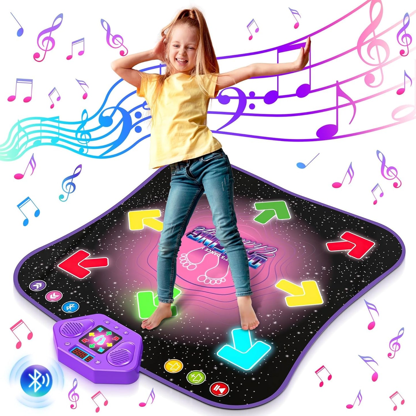 Hot Bee Dance Mat for Children from 6-8 Years Gifts for Girls Dance Mat with Bluetooth Illuminated Music Mat Toy Children for Age 3 4 5 7 9 Children's Toy Boys Gift Ideas Birthday