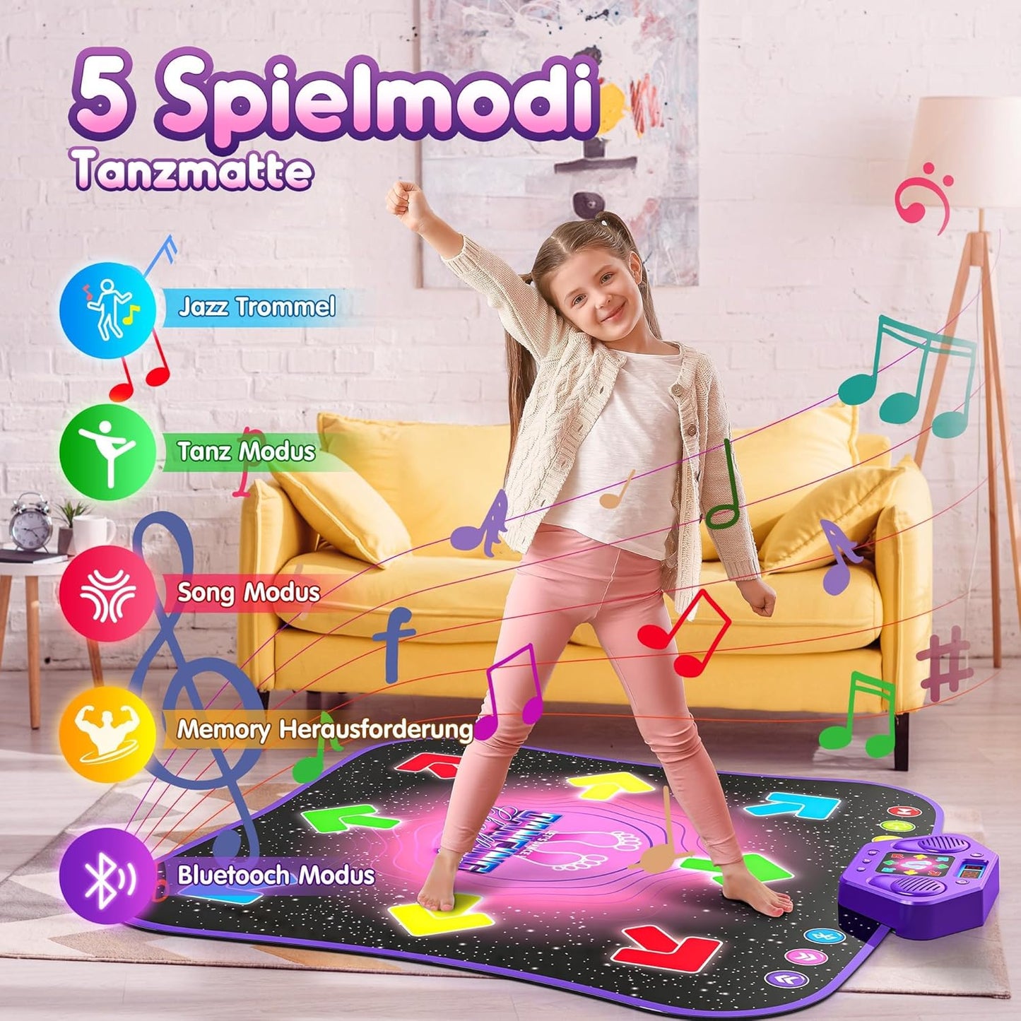 Hot Bee Dance Mat for Children from 6-8 Years Gifts for Girls Dance Mat with Bluetooth Illuminated Music Mat Toy Children for Age 3 4 5 7 9 Children's Toy Boys Gift Ideas Birthday