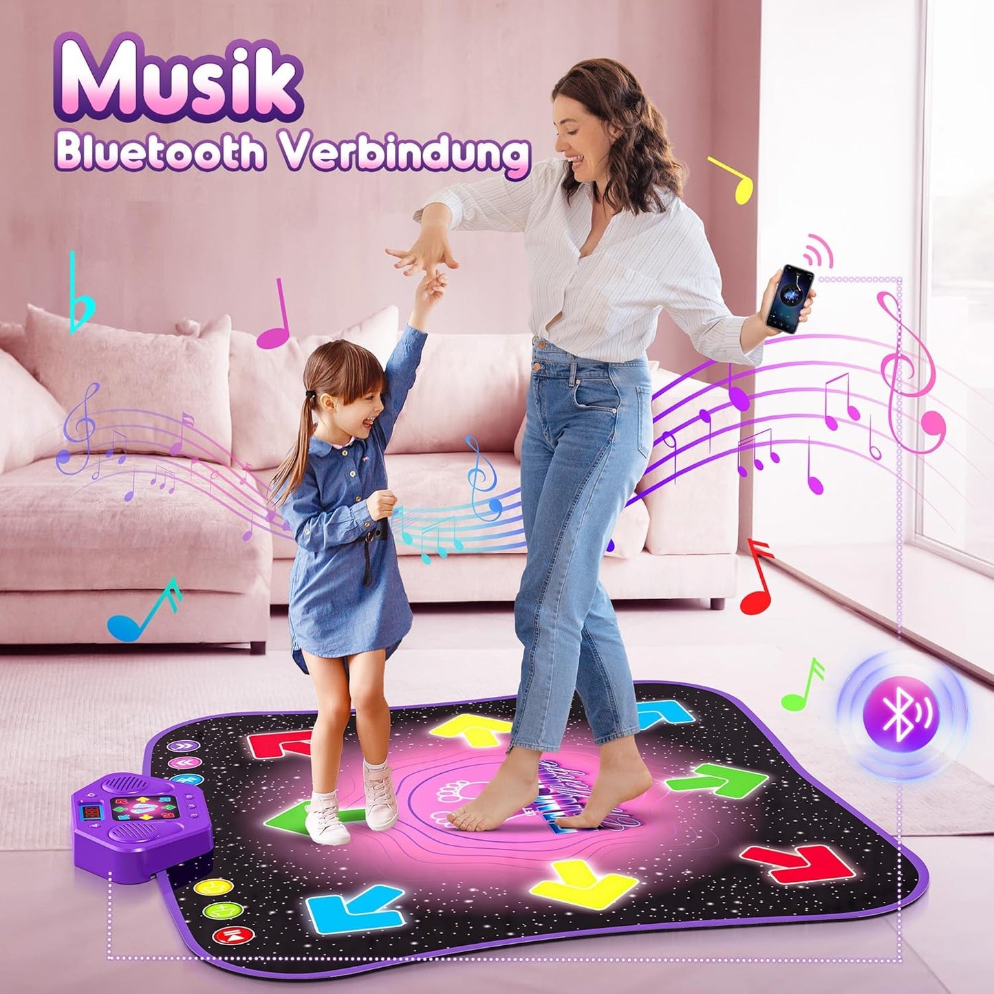 Hot Bee Dance Mat for Children from 6-8 Years Gifts for Girls Dance Mat with Bluetooth Illuminated Music Mat Toy Children for Age 3 4 5 7 9 Children's Toy Boys Gift Ideas Birthday