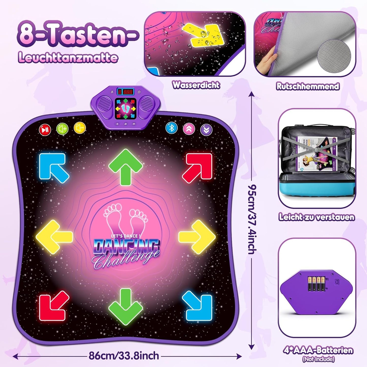 Hot Bee Dance Mat for Children from 6-8 Years Gifts for Girls Dance Mat with Bluetooth Illuminated Music Mat Toy Children for Age 3 4 5 7 9 Children's Toy Boys Gift Ideas Birthday
