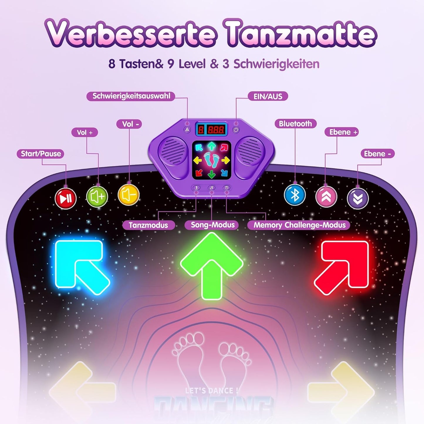 Hot Bee Dance Mat for Children from 6-8 Years Gifts for Girls Dance Mat with Bluetooth Illuminated Music Mat Toy Children for Age 3 4 5 7 9 Children's Toy Boys Gift Ideas Birthday