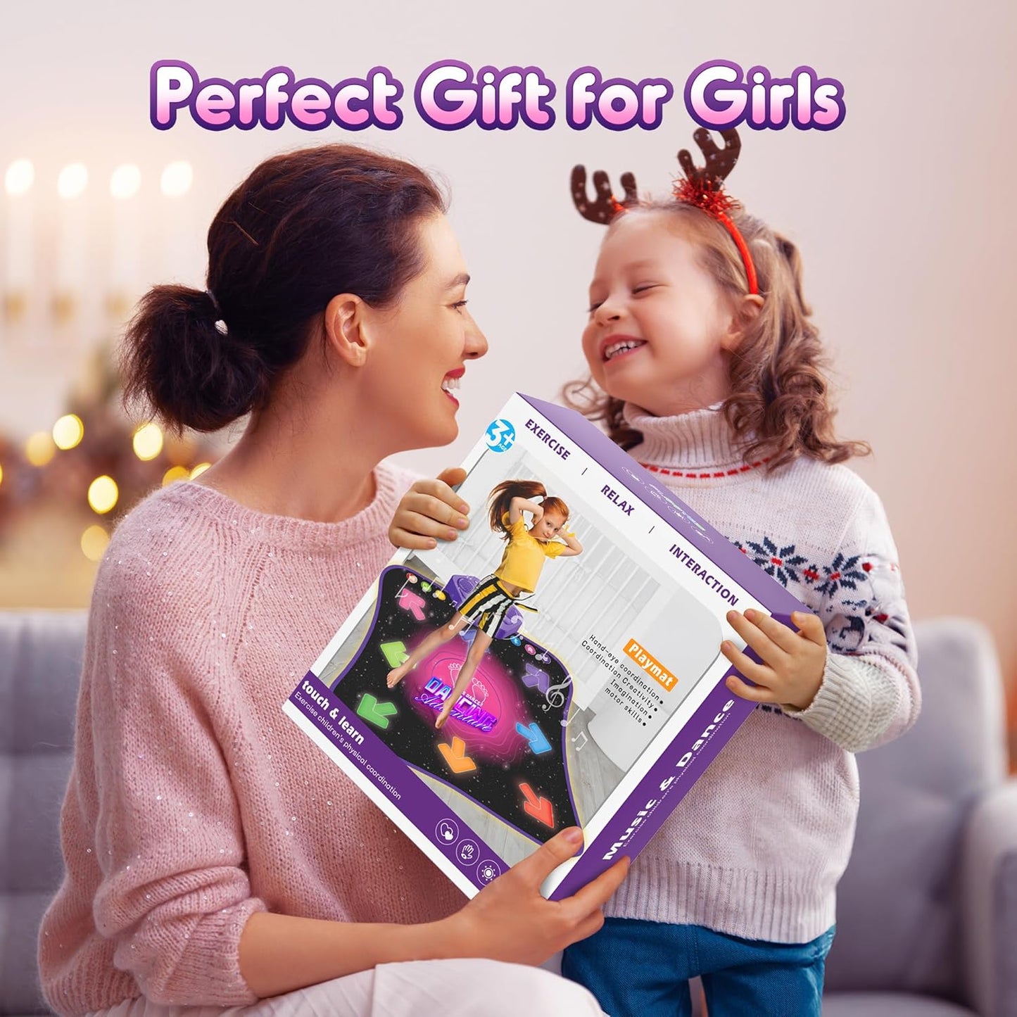 Hot Bee Dance Mat for Children from 4 5 6 7 8 9 Years, Girls Gifts 4-9 Years, Music Mat Children's Toy from 4-9 Years Girls, 8 Luminous Arrows, Bluetooth Music, 5 Modes