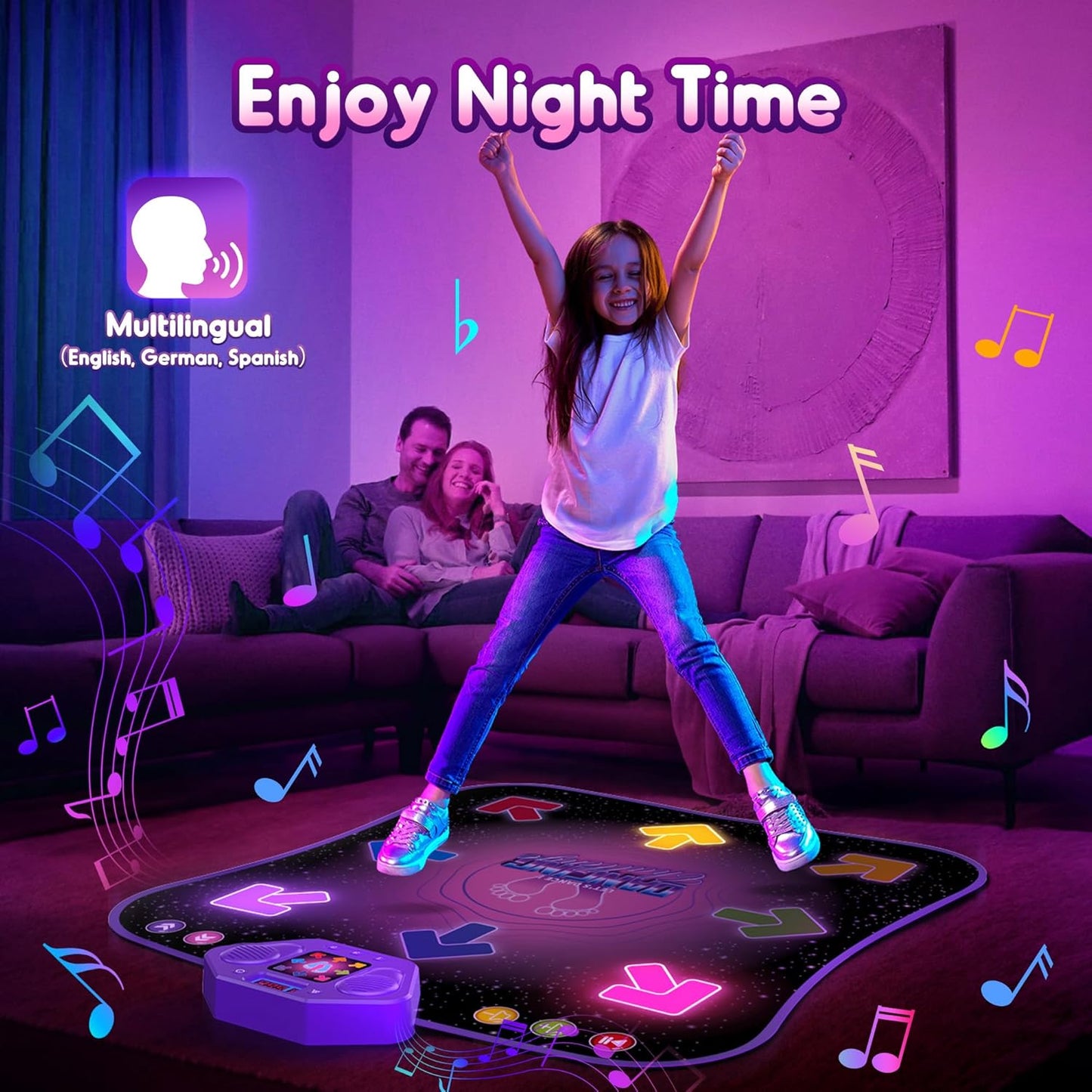 Hot Bee Dance Mat for Children from 4 5 6 7 8 9 Years, Girls Gifts 4-9 Years, Music Mat Children's Toy from 4-9 Years Girls, 8 Luminous Arrows, Bluetooth Music, 5 Modes