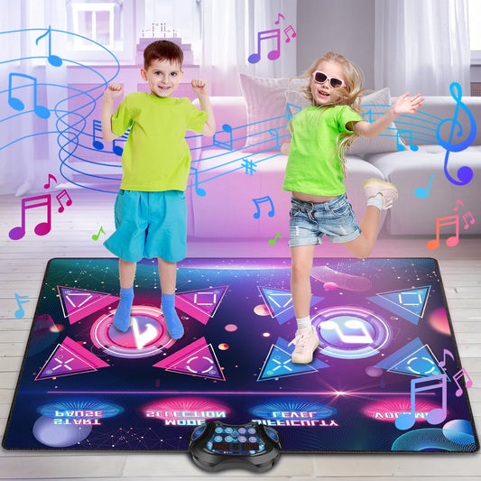 LED Scoreboard Dual Dance Mat for Kids, 8-Buttons 12 Modes Music Dance Toys for for 2 Players, Birthday Christmas Gifts for Boys&Girls 3-6 7 8-12