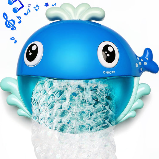 Whale Bubble Bath Toy for Kids, Blue Bubble Maker for Bathtub toys, Musical Foam Blower Bubbling Machine for Baby Boys Girls 18 Months Up