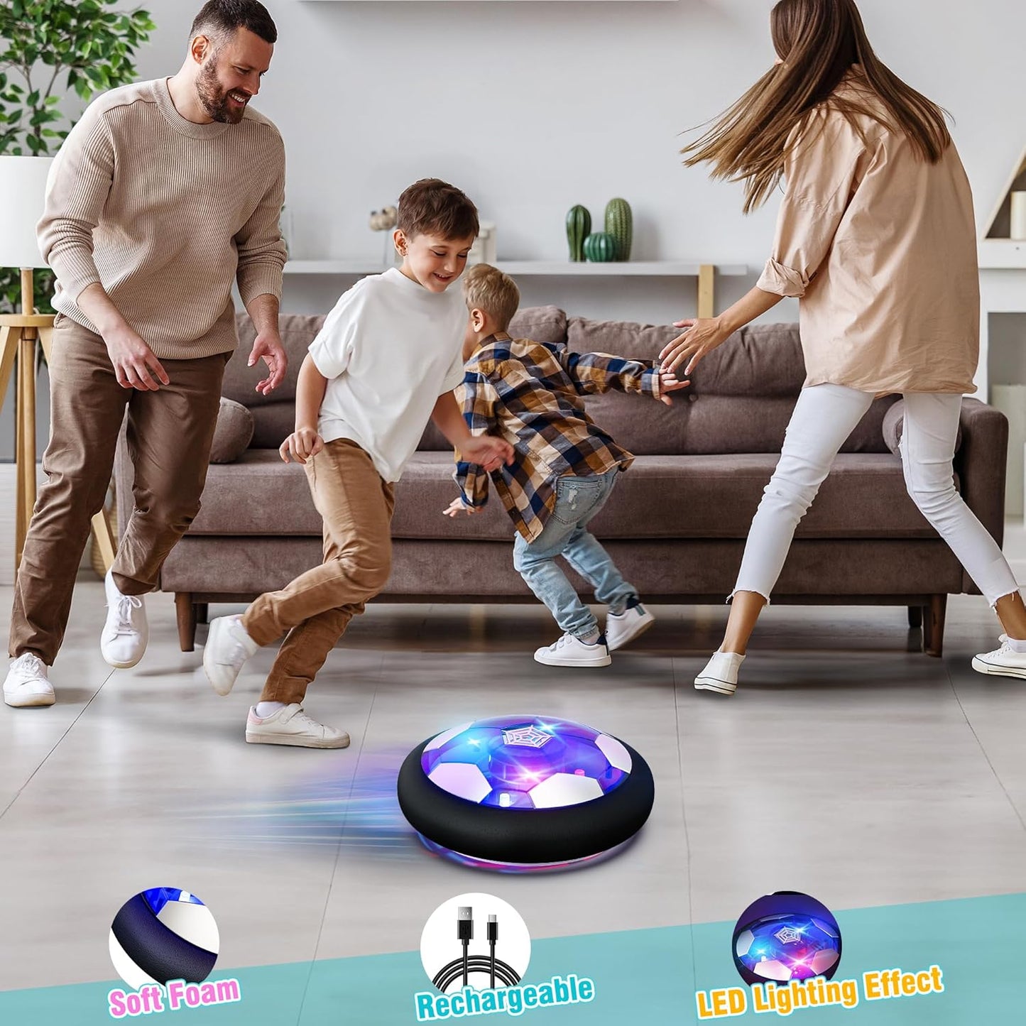 Hot Bee Football Gifts Boys, Air Power Indoor Football, Children's Rechargeable Hover Ball, Children's Toy, Birthday Christmas Gift from 3 4 5 6 7 8-12 Years Boy Floating Toy Girls