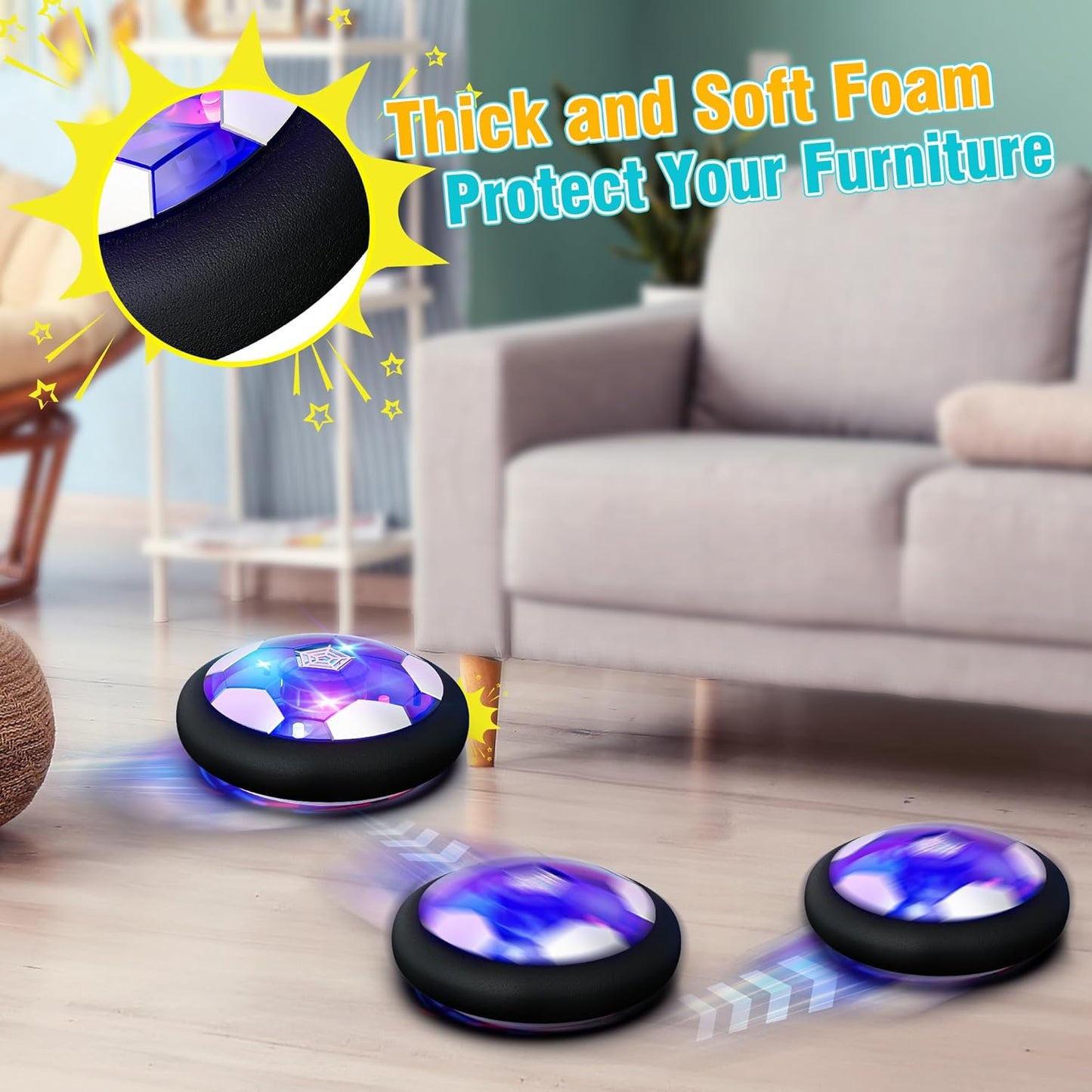 Hot Bee Football Gifts Boys, Air Power Indoor Football, Children's Rechargeable Hover Ball, Children's Toy, Birthday Christmas Gift from 3 4 5 6 7 8-12 Years Boy Floating Toy Girls