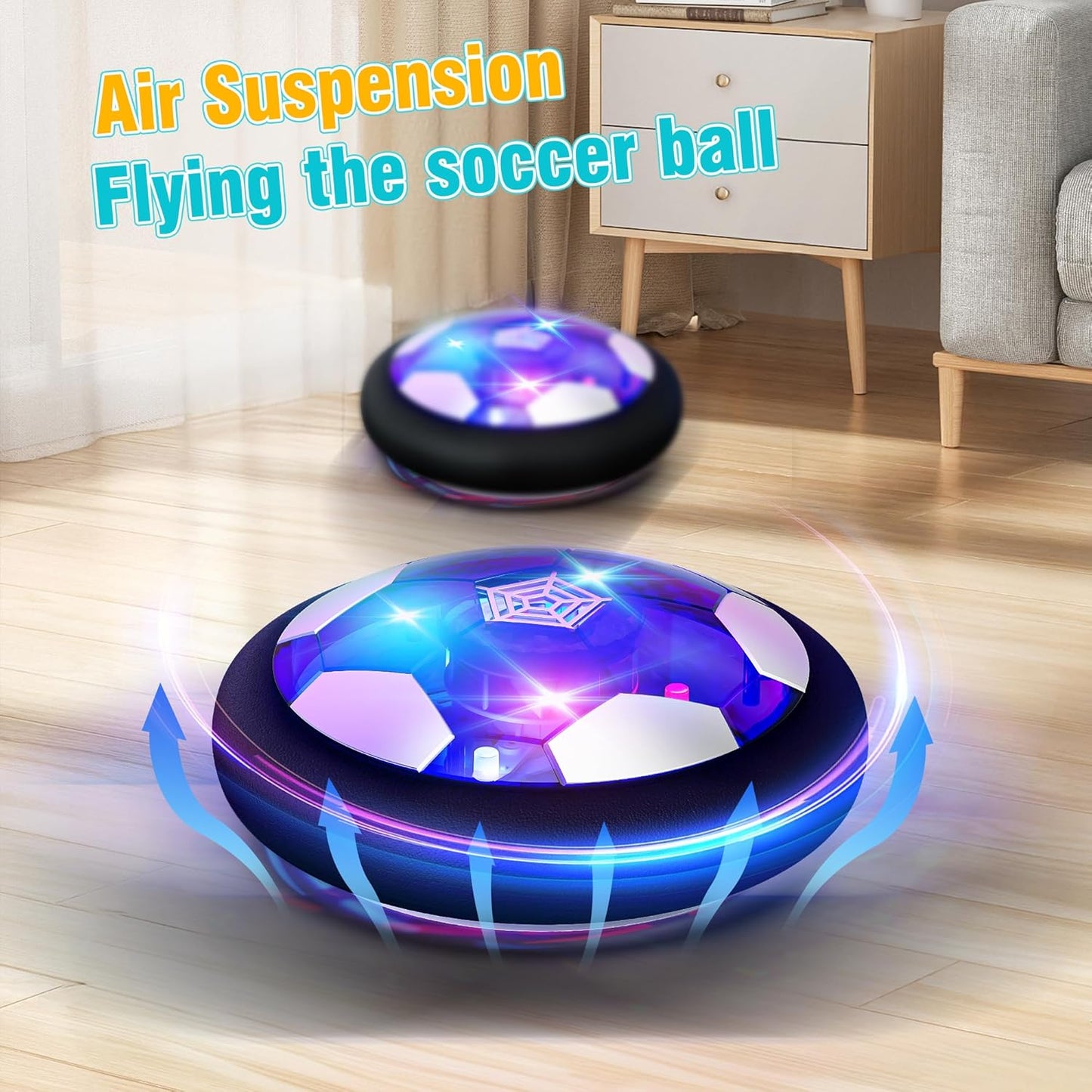 Hot Bee Football for Children Air Power Football Gift for Boys 3-10 Years Toy for Children Children's Toy for 4-7 Indoor Football Rechargeable Floating Hoverball Birthday Gift Girls 5-6