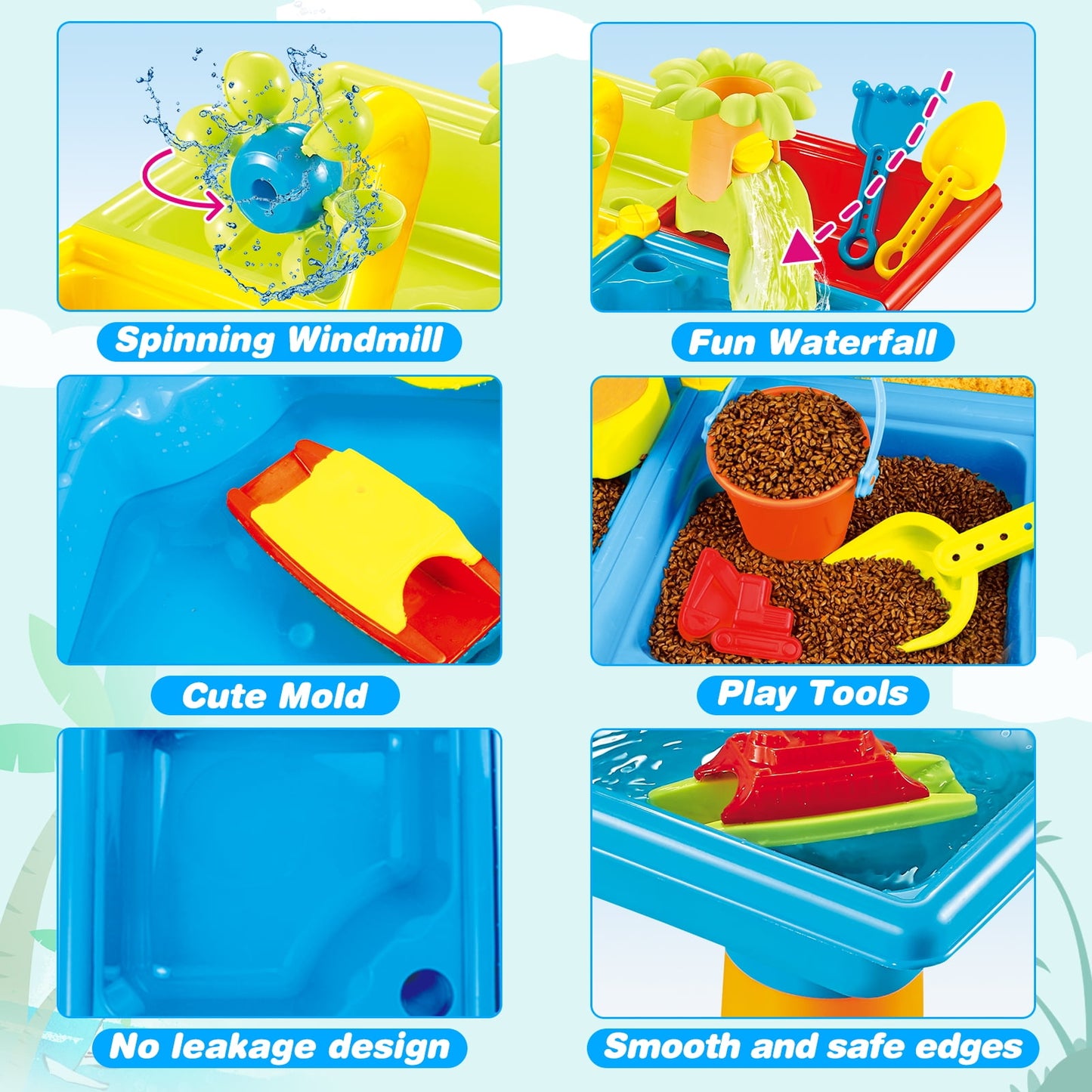4-in-1 Sand Water Table for Toddlers, Beach Summer Toys Outdoor Games for Boys Girls Aged 1 2 3+