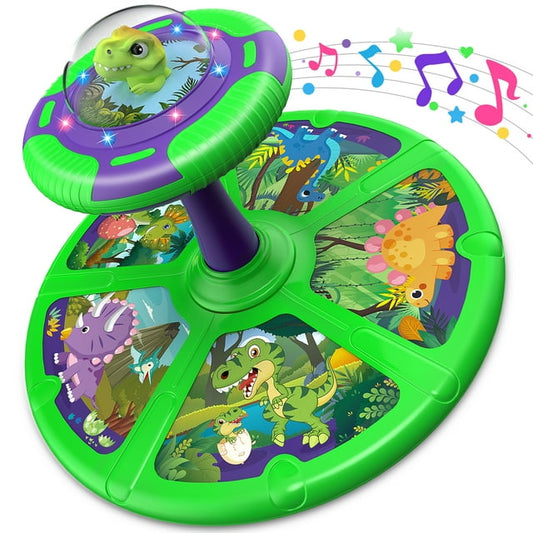 Dinosaur Sit and Spin Toys for Toddlers 1-3, Light-Up Twister Musical Classic Spinning Activity Toy for Toddlers Ages 18 Months and Up