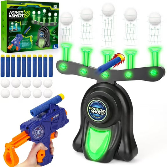 Hovering Target Shooting Game – Glow-in-the-Dark Floating Air Target Toy with Foam Darts & Soft Balls – Indoor Outdoor Gifts for Boys Age 6 7 8 9 10 11 12