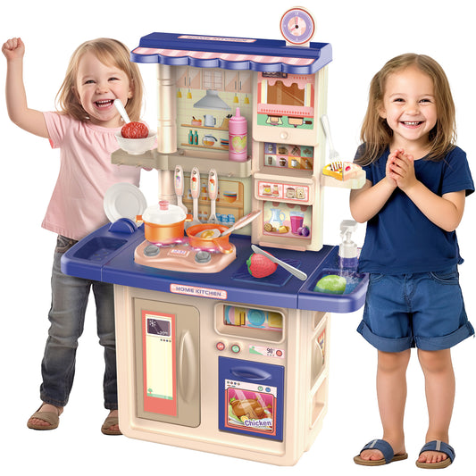 Kids Pretend Play Kitchen Toys - 34 inch Safe&Fun Kitchen Food Accessories Playset for Toddlers 1-6 Years, Great Birthday Christmas Gift Toys for Boys Girls 3 4 5 6+