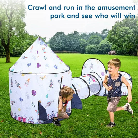 Kids Tent - Foldable Astronaut Space Themed Indoor & Outdoor Play Tent Set, Birthday Christmas Gift for Boys Ages 3 4 5 7 8.