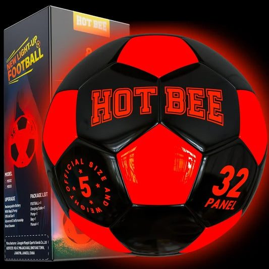 LED Light Up Official Size 5 Soccer Ball-Black, Rechargeable Rubber Ball with Bag & Pump, Glow in the Dark Outdoor Toy for Boys & Girls 8-12, Birthday & Christmas Gift for Teens & Adults