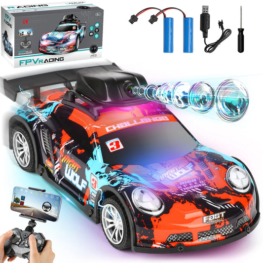 Light-Up Shell Remote Control Car for Kids, HD Camera Real-Time Video&Photos w/ App Control, Rechargeable High Speed RC Car Toy for Boys Girls Ages 6-12