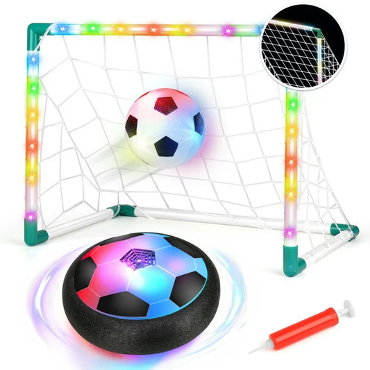 Hover Soccer Ball Set with 2 Goals, Indoor Air Floating Soccer Ball with LED Light and Foam Bumper, Perfect Birthday Xmas Gifts for Age 3 4 5 6 7 8-12 Year Old Kids Boys Girls