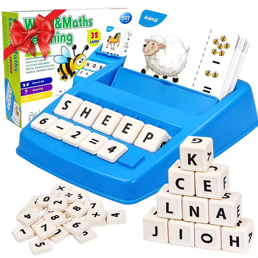 Matching Letter Learning Games for Kids, 20 Number & 5 Symbol Blocks, 32 Words Preschool Educational Spelling Toys for Toddler Ages 3+, Christmas Gift for Toddlers 1 2 3 4 5