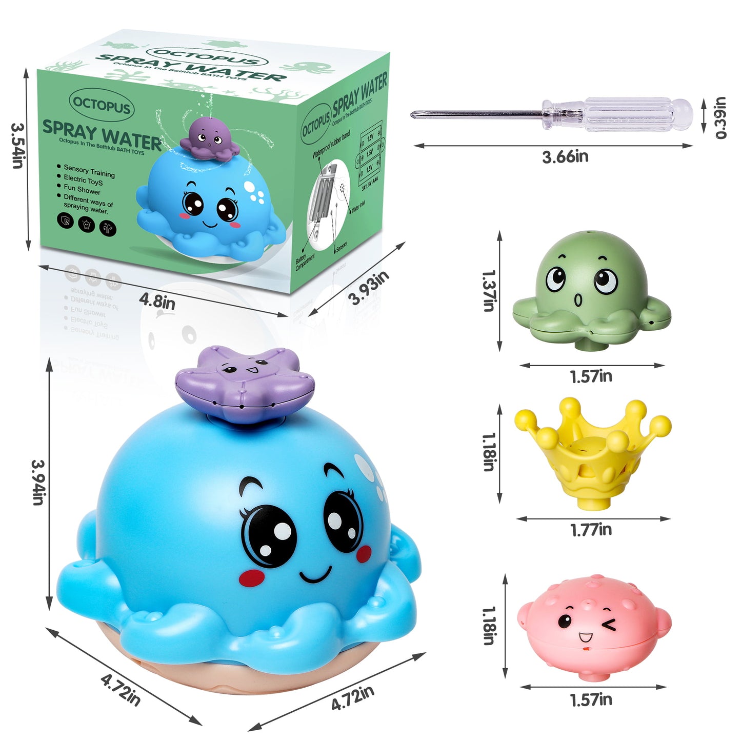 Octopus Baby Bath Toy for Kids, 4 Water Spray Modes Light-up Flashing Bathtub Toys for Toddler Boys Girls, Floatable Toys for Bathtub Swimming Pool