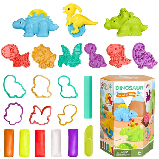 Play Dough Set for Kids 3 4 5 6+Years, 22 Pcs Play Dough with Dinosaur Molds, Learning Toys for Toddlers Kids Boys Girls 3-6 Years.