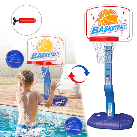 Poolside Basketball Hoop for Kids, Indoor & Outdoor Adjustable Height Hoop for Toddlers, Swimming Pool Basketball Game Toy, Summer Water Games for Adults and Kids 3-6 7 8+