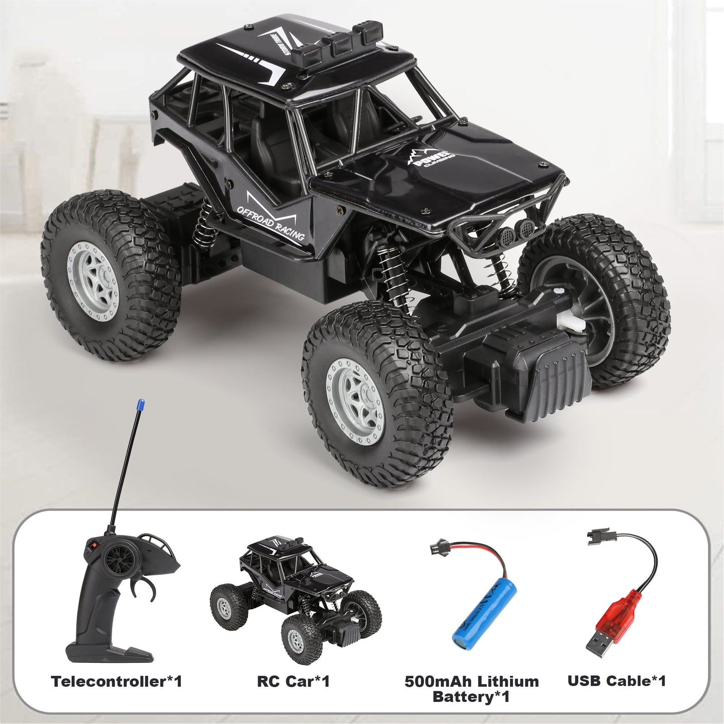 Remote Control Cars 1/18 Scale, Race Car Toys for Boys Kids 6-12 Years Old, High Speed 20-40KM/H Electric All Terrain Off-Road Monster Truck.（Black）