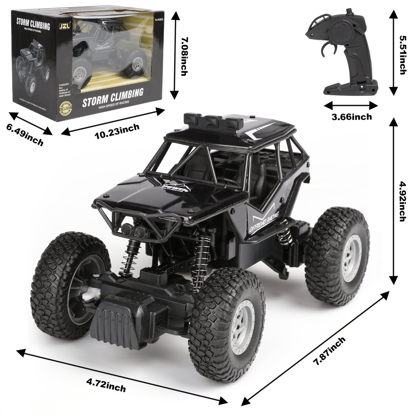 Remote Control Cars 1/18 Scale, Race Car Toys for Boys Kids 6-12 Years Old, High Speed 20-40KM/H Electric All Terrain Off-Road Monster Truck.（Black）