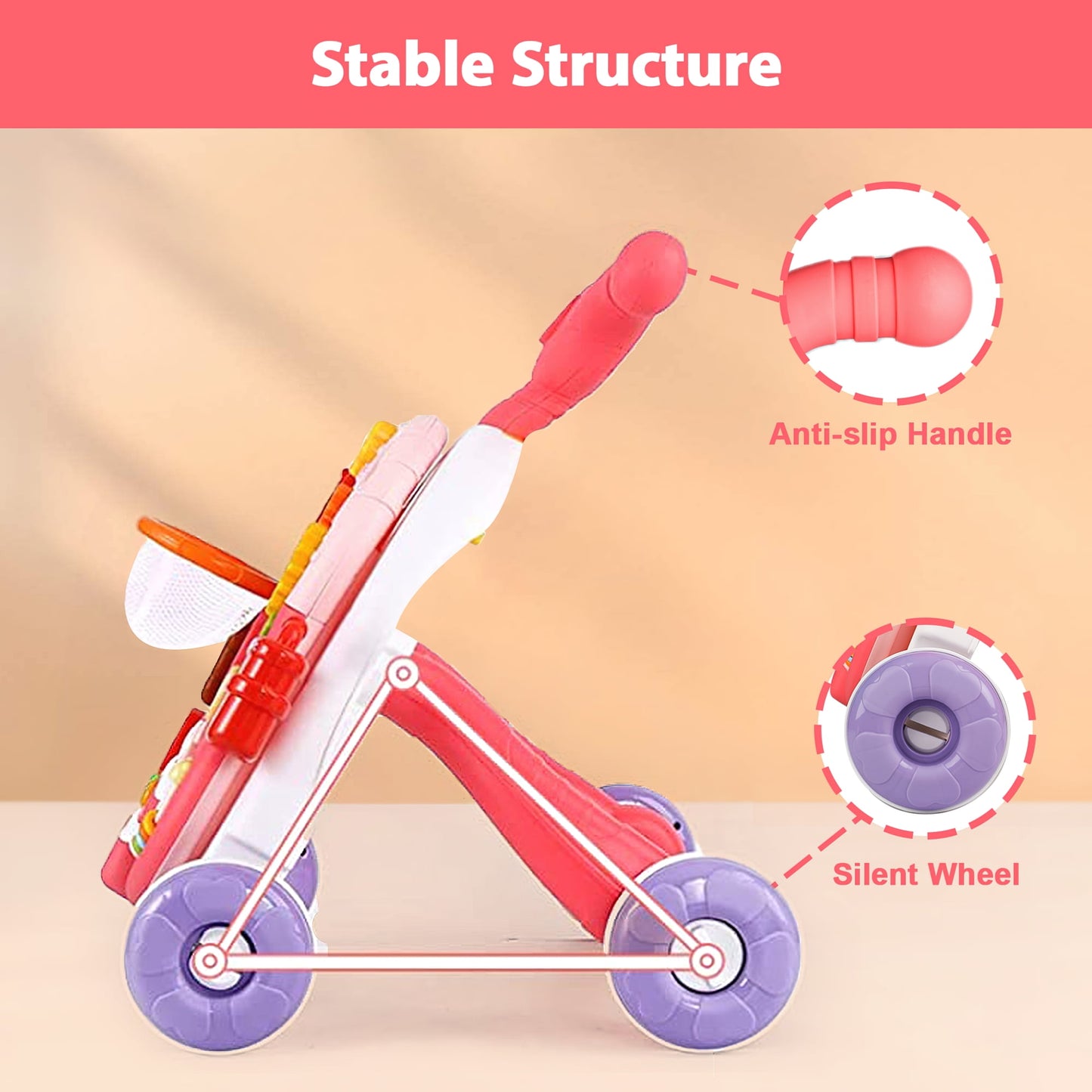 Sit-to-Stand Learning Walker,2 in 1 Baby Walker and Activity Center Baby Music Learning Toy Gift for Infant Boys Girls