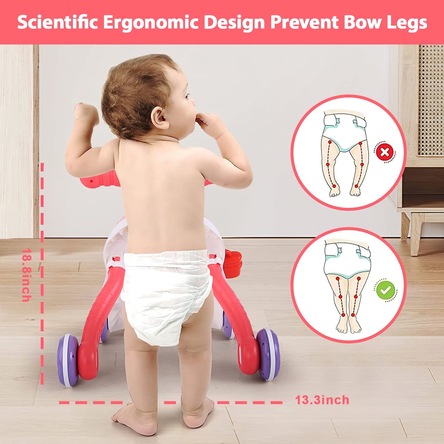 Sit-to-Stand Learning Walker,2 in 1 Baby Walker and Activity Center Baby Music Learning Toy Gift for Infant Boys Girls
