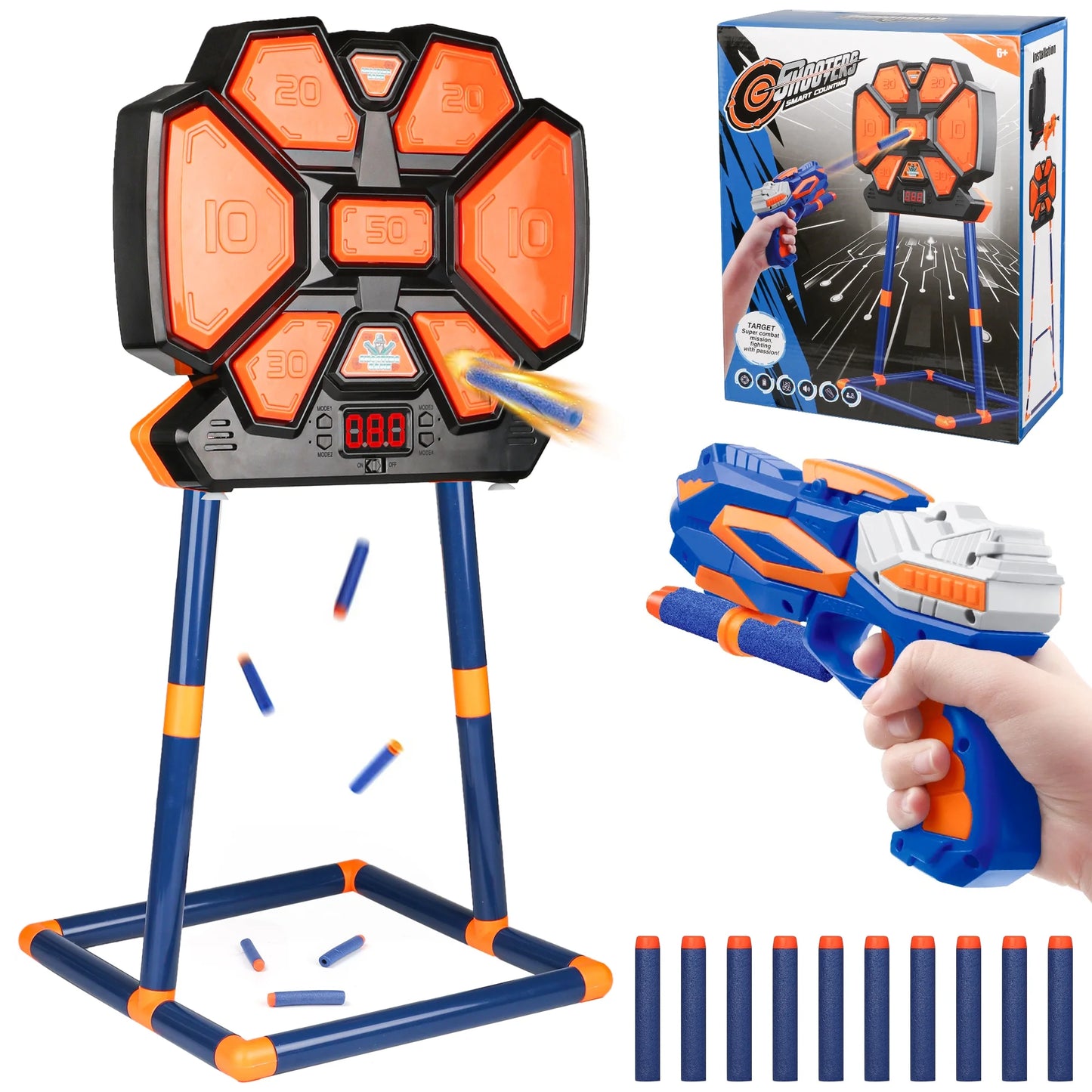 Square Shooting Target, Interactive Digital Game for Nerf Gun Enthusiasts, Electronic Scoring Target for Kids Aged 5-13