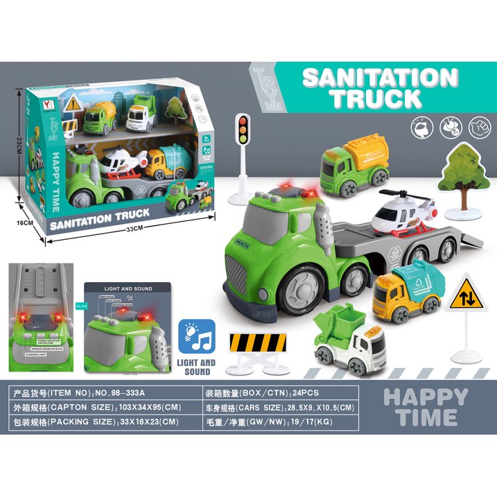 Toy Carrier Trucks Cars for Toddlers, Sanitation transporter Truck Set for Kids Kids,Christmas Gift for 3-8 Years Old Boys & Girls (Green)
