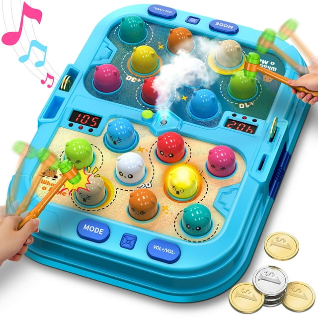 Whack A Mole Game for Toddler,Interactive Pounding Toy for Kids with 2 Hammer,5 Mode,9 Music,Birthday Chirstmas Gifts for 3 4 5 6+ Year Old Boys