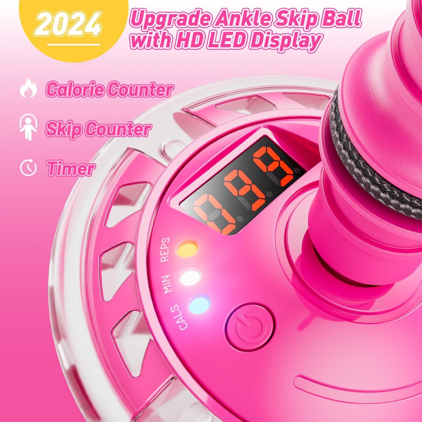 Hot Bee Ankle Skip Ball for Kids with Counter, Timer, Cal Calculator, Girl Birthday Gifts for Age 5 6 7 8 9 10+, Rechargeable Foldable Sports Toy Skip it Toy for Kids Xmas Present