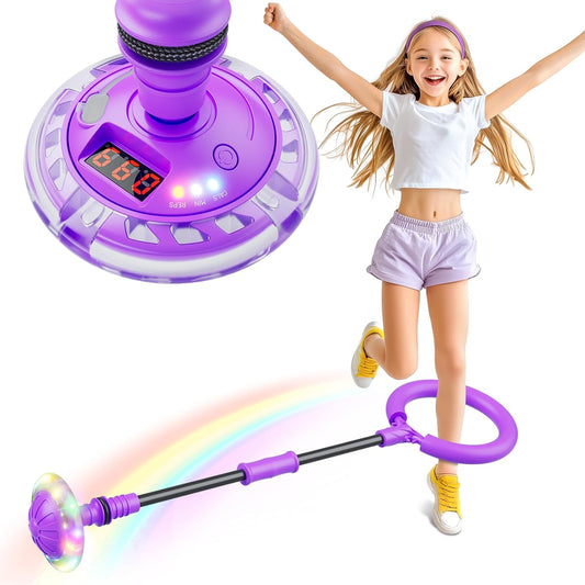 Hot Bee Ankle Skip Ball for Kids with Counter, Timer, Cal Calculator, Girl Birthday Gifts for Age 5 6 7 8 9 10+, Rechargeable Foldable Sports Toy Skip it Toy for Kids Xmas Present