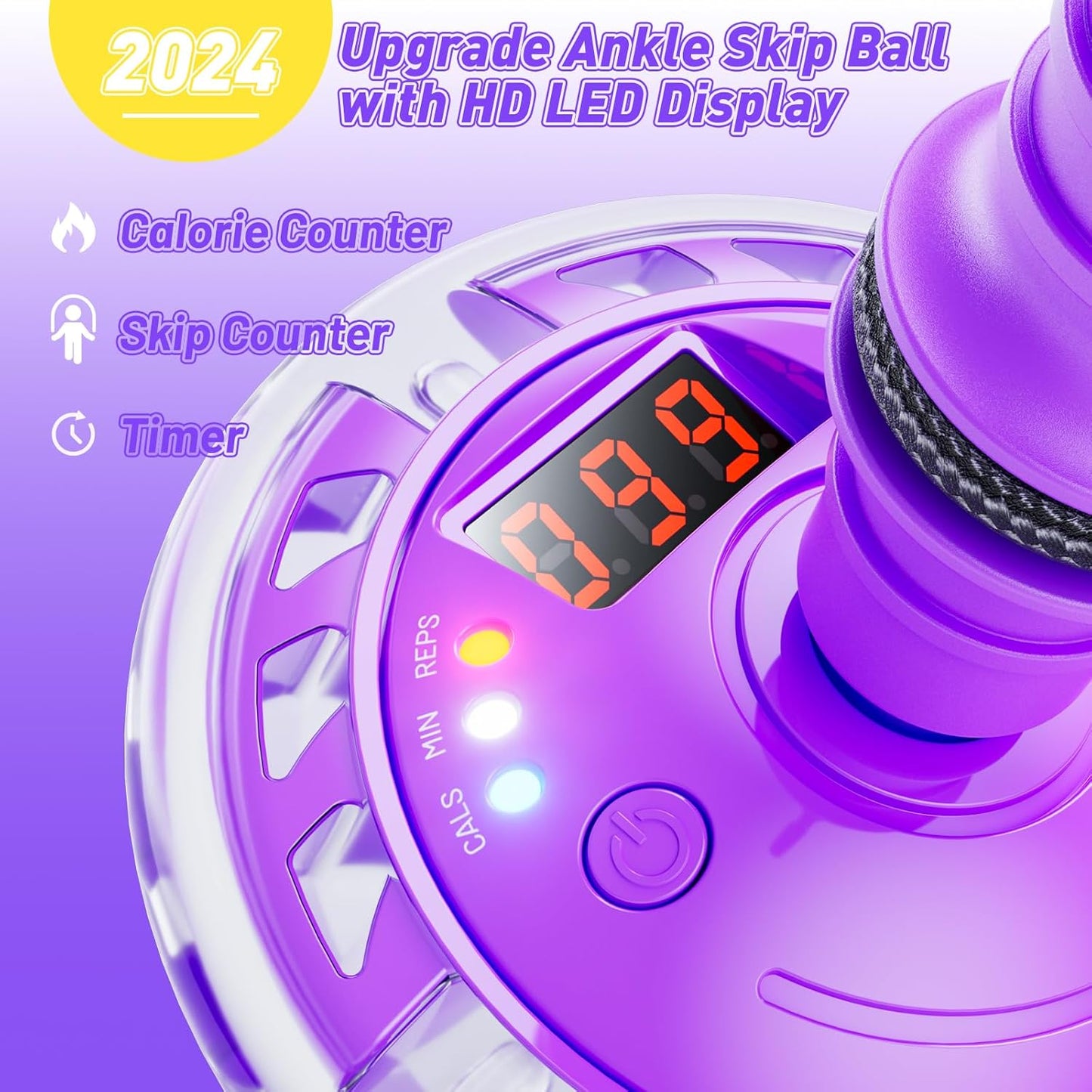 Hot Bee Ankle Skip Ball for Kids with Counter, Timer, Cal Calculator, Girl Birthday Gifts for Age 5 6 7 8 9 10+, Rechargeable Foldable Sports Toy Skip it Toy for Kids Xmas Present