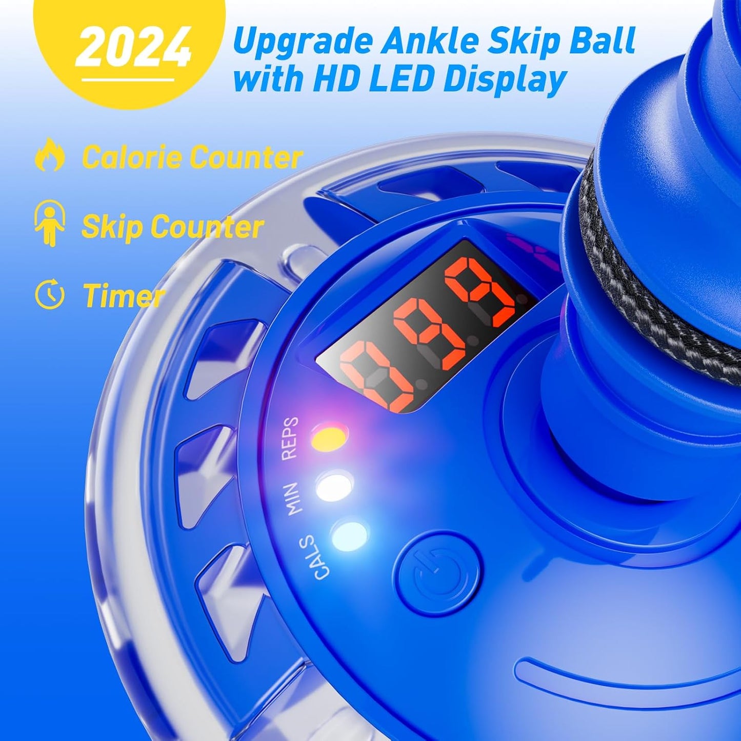 Hot Bee Ankle Skip Ball for Kids with Counter, Timer, Cal Calculator, Girl Birthday Gifts for Age 5 6 7 8 9 10+, Rechargeable Foldable Sports Toy Skip it Toy for Kids Xmas Present