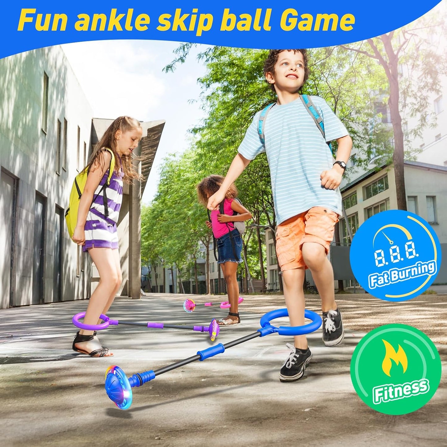 Hot Bee Ankle Skip Ball for Kids with Counter, Timer, Cal Calculator, Girl Birthday Gifts for Age 5 6 7 8 9 10+, Rechargeable Foldable Sports Toy Skip it Toy for Kids Xmas Present