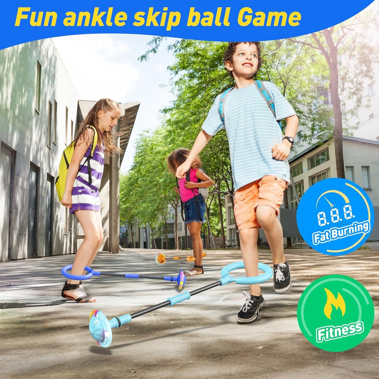Hot Bee Ankle Skip Ball for Kids with Counter, Timer, Cal Calculator, Girl Birthday Gifts for Age 5 6 7 8 9 10+, Rechargeable Foldable Sports Toy Skip it Toy for Kids Xmas Present
