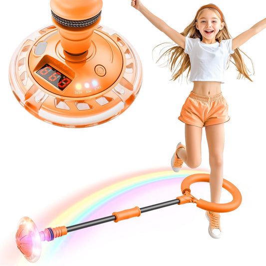 Hot Bee Ankle Skip Ball for Kids with Counter, Timer, Cal Calculator, Girl Birthday Gifts for Age 5 6 7 8 9 10+, Rechargeable Foldable Sports Toy Skip it Toy for Kids Xmas Present