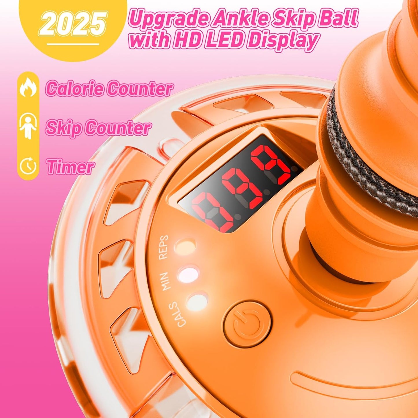 Hot Bee Ankle Skip Ball for Kids with Counter, Timer, Cal Calculator, Girl Birthday Gifts for Age 5 6 7 8 9 10+, Rechargeable Foldable Sports Toy Skip it Toy for Kids Xmas Present