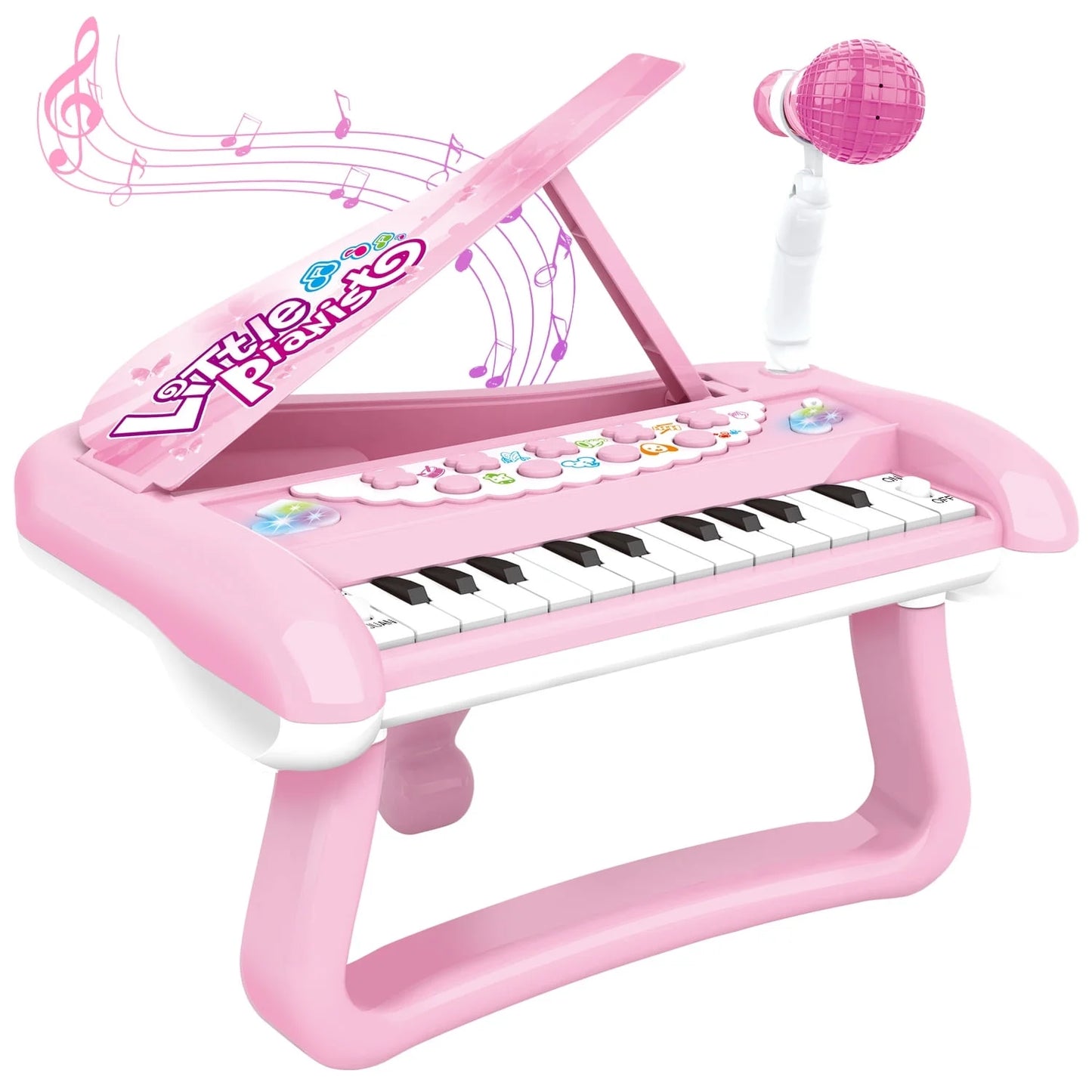 Hot Bee 5-in-1 Kids Piano Keyboard Toys with Microphone, 22 Keys, 22 Demo Songs, 5 Musical Instruments, and Animal Sounds, Early Learning Birthday Christmas Gift for Girls Boys 1-3