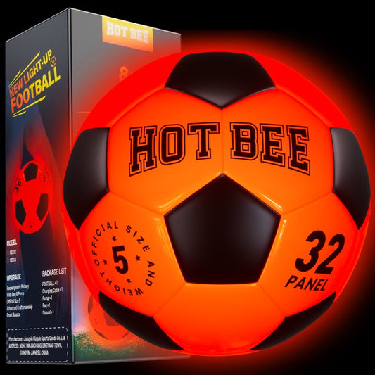 LED Light Up Official Size 5 Soccer Ball-Orange, Rechargeable Rubber Ball with Bag & Pump, Glow in the Dark Outdoor Toy for Boys & Girls 8-12, Birthday & Christmas Gift for Teens & Adults
