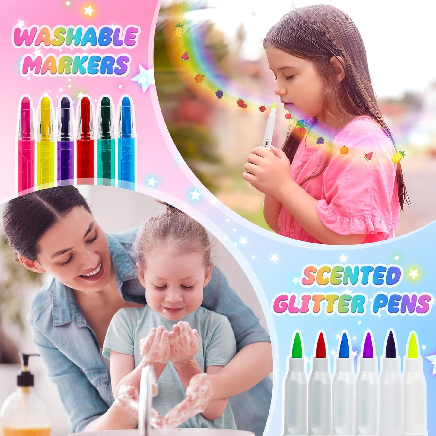 Hot Bee Unicorn Gifts for 4-7 Year Old Girl, Colouring Pens, Arts and Crafts Kits for Kids, Toys for 4-8 Year Old Girls, Unicorn Pencil Case for Girls