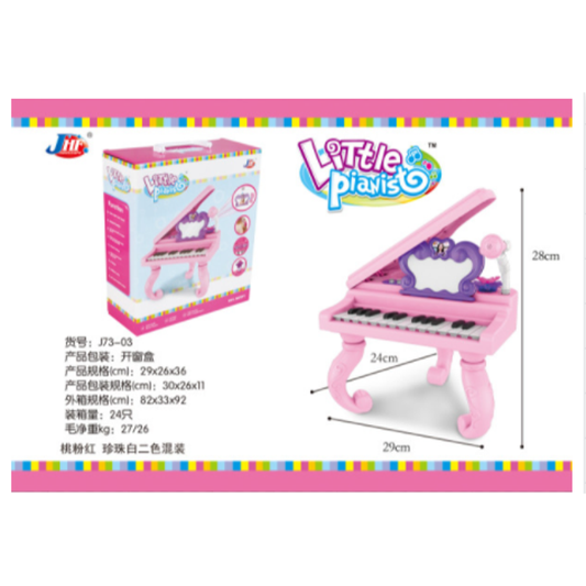 Piano Keyboard Toy for Girls - 24 Keys Toddler Piano Music Toy Instruments with Microphone, Pink Piano Toys for 1 2 3 Years Old Girls Birthday Xmas Gift