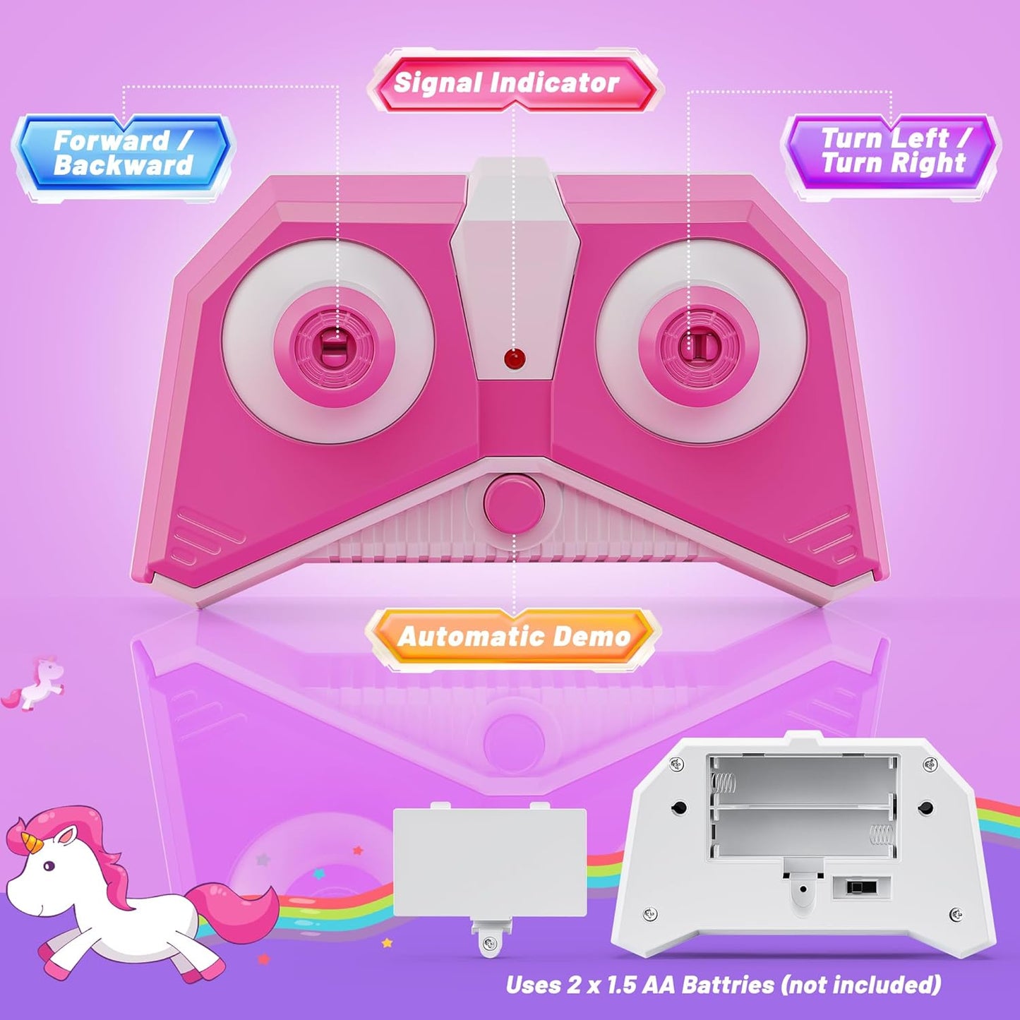 Hot Bee Remote Control Cars, Toy Cars for Kids Age 3+, RC Stunt Car with LED Light, Unicorn Gifts for Girls 3 4 5 6 7 8
