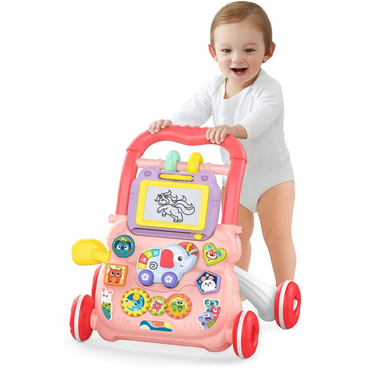 aby Walker and Activity Center for Baby Girl Boy,Toddler, Learning to Walk, Sit to Stand, Early Learning Push Toys for Infant 6-12 Months Pink